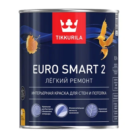 Краска интерьернаяTikkurila Euro Smart 2 глубокоматовая 0,9л