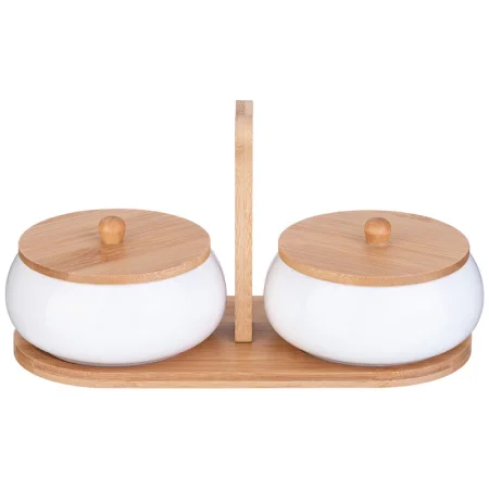 Набор банок Lefard "Native" 2шт 11,5см 270мл с деревянной крышкой на деревянной подставке 587-187 *1/36