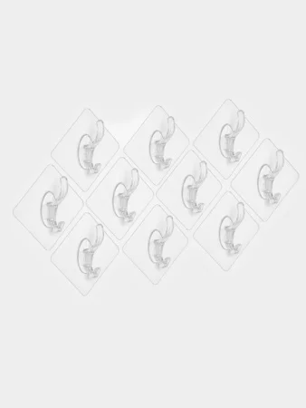 Набор крючков (упак 10 шт) с двойным крюком самоклеящиеся, прозрачный 10850511 *1