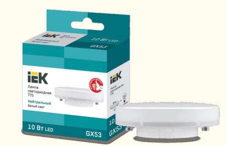 Лампа светодиодная Eco 10Вт T75 таблетка 4000К нейтр. бел. GX53 230В IEK LLE-T80-10-230-40-GX53