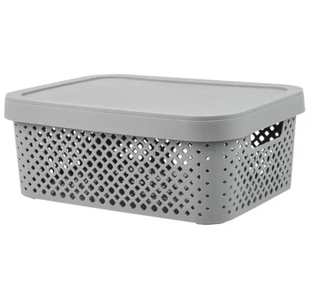 Корзина для хранения с крышкой Plast Team Stockholm, 10 л серый шторм*