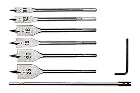 Набор сверл перовых по дереву, 10-12-16-18-20-25 мм, 6 шт., удлинитель 300 мм// Matrix 70406 *1/20