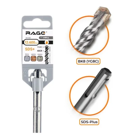 Бур по бетону 12х600мм SDS-plus RAGE by VIRA 561260 *1