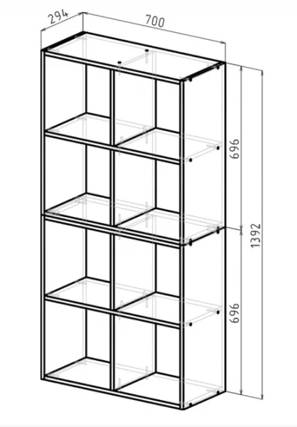 Стеллаж 8 секции 1392х700х294мм белый (Герда) *1