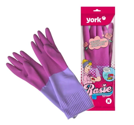 Перчатки латексные York Рози удлиненные ароматизированные размер M (1пара/упак) К2851 *1