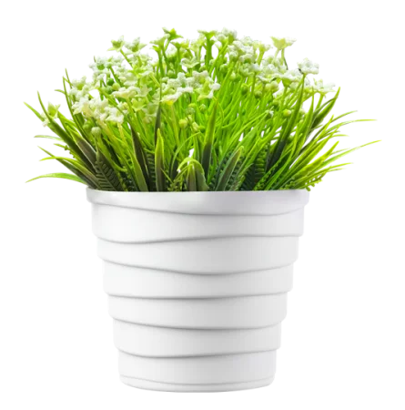 Кашпо д/цветов пласт. "Бархан" 0,9л белый с белыми цветами КШ-0040 (La Decoro) *1