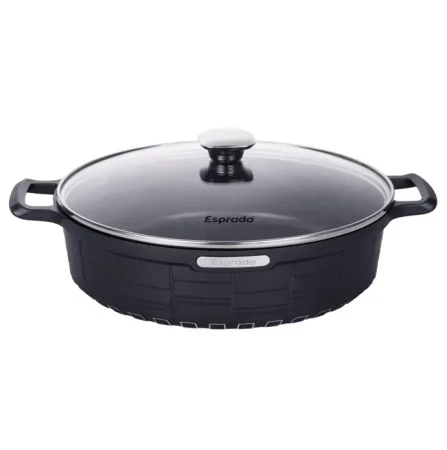 Сотейник Esprado Cuadro 28х7,5см со стеклянной  крышкой литой алюминий, АП, индукция, CDRT28BE102