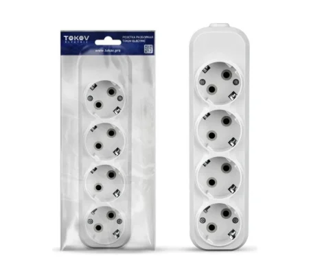 Колодка удлинителя 4-м 16А с заземл. АБС-пластик бел. TKE-C01-KU4-Z (Tokov Electric) *1