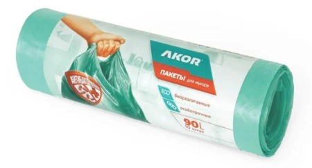 Мешки д/мусора 90л "АНТИБАК+БИО"  10шт, бирюзов. (205-106) *1/55