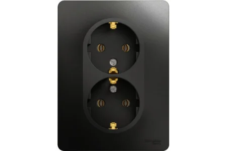 Розетка 2-м "Glossa" 16А с заземл. в сборе антрацит SE GSL000724
