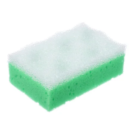 Мочалка из поролона c массажным слоем, прямоуг., 14х9х5 см, soft/hard, бело-зеленая, для бани и саун