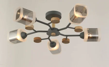 Светильник потолочный LV 9456/5 Пиари Серый/дерево Е27 60W 730х730х180мм