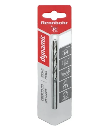 Сверло по металлу ЦХ, 8,0х117мм, HSS-G, P6M5, уп-1шт. Rennbohr Dynamic Card 675080 *1
