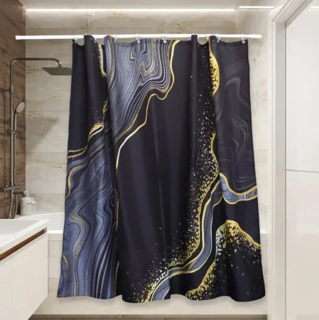 Штора д/ванной п/э 180x180см черный мрамор PЕ-208 (Сантис) *1