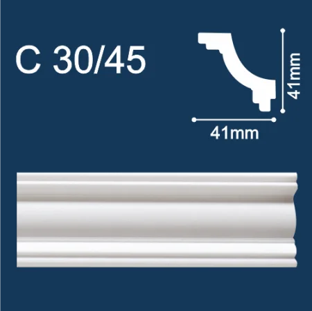 Плинтус потолочный экструзионный С30/45 2м (41х41мм) Солид