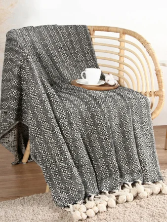 Плед SL Home Ethnics 220 240 см с помпонами, 70% хлопок, 30% п э, 500 гр м2 10611699