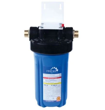 Корпус фильтра 10BB x 1" для холодной воды, латунные ниппель, синий 50539 (Гейзер) *1