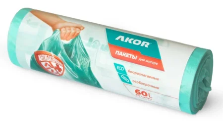 Мешки д/мусора 60л "АНТИБАК+БИО" 15шт, бирюзов (205-105) *1/65