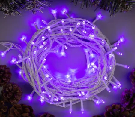 Гирлянда «Нить» 10 м IP20 белая нить 100 LED свечение фиолетовое 8 режимов 220 В 3556799 *1