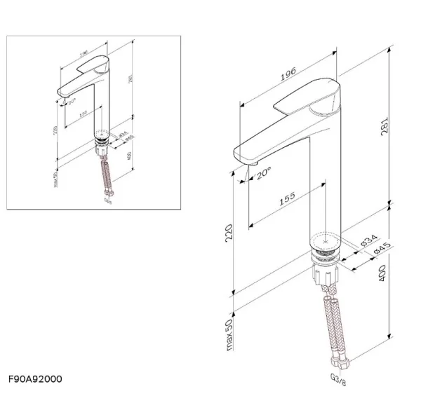 Смеситель для раковины одноручный Am.Pm Gem F90A92000