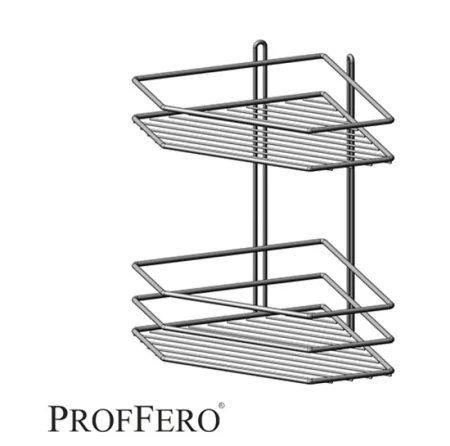 Полка угловая 2-яр Proffero 200х200х280мм трапеция классик матовый хром П0001960