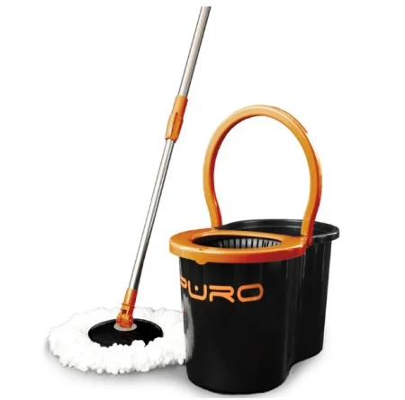 Набор для уборки PURO SPIN 16 л. (ведро с отжимом + швабра + 3 насадки) в инд. упаковке цвет черный VE51016 *1