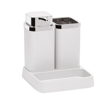 Набор аксессуаров для ванной комнаты "TRIO-A" 3 предмета белый-хром FX-431 (Fixsen) *1