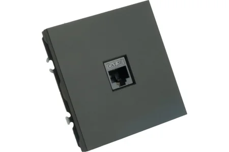 Розетка компьютерная 1-м "Эмили" RJ-45 (механизм) черный уголь soft touch RST00-5117-05 Stekker *1