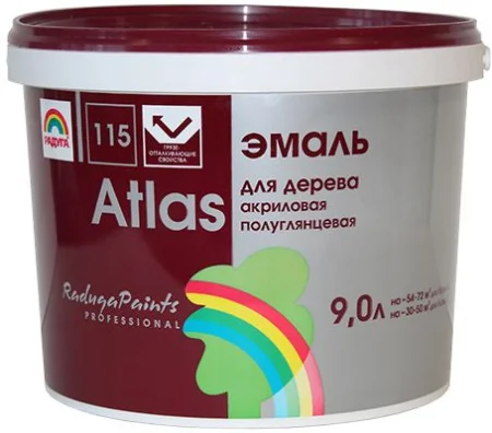 Эмаль акриловая полуглянцевая Радуга 115 Атлас, Для дерева, база А 2,7 л