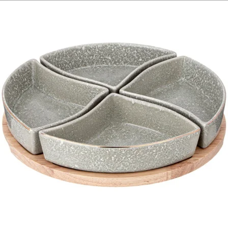 Менажница 4 Секции На Дерев. Подставке Lefard  "Grain" 26,7 См Мятная (Кор=12Шт.)