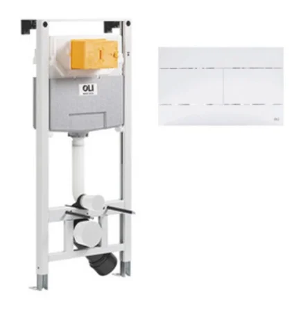 Комплект инсталляции для подвесного унитаза OLI 80 ECO mechanic+кнопка Slim белая, арт. 886914SIO1 (OLI)