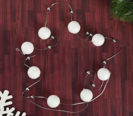 Бусы на елку 1,4 м "Снежные шарики" серебристо-белый 4322938