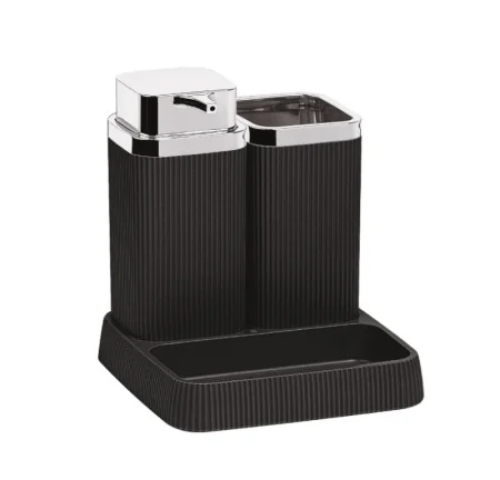 Набор аксессуаров для ванной комнаты "TRIO-B" 3 предмета черный-хром FX-432 (Fixsen) *1