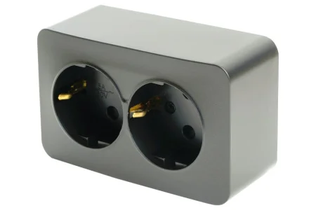 Розетка 2-м "София" ОП с/з 250В 16А IP20 черный матовый MST16-12-05 Stekker *1