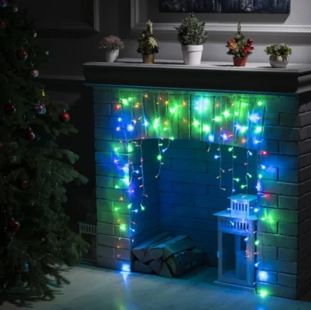 Гирлянда «Бахрома-арка» 1х1м IP20 прозрачная нить 126 LED свечение мульти 8 режимов 220 В 1080429 *1