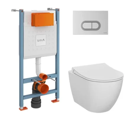 Комплект безобод. подвес. унитаз Mia Round + тонк. дюропл. сиденье м/л, кн. мат. хром 9856B003-7200