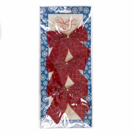 Украшение БАНТ Красные с золотой клеткой (3шт) 10х10x0,1см арт.87675 *1