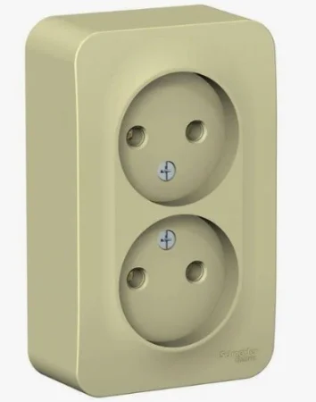 Розетка 2-м ОП BLANCA 16А 250В без шторок без заземл. изол. пласт. беж. SchE BLNRA000217