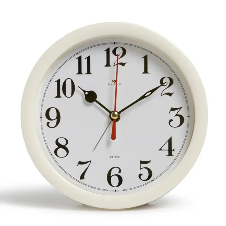 Часы-будильник "Классика" кварц d=15см, корпус белый Рубин В4-043W *1