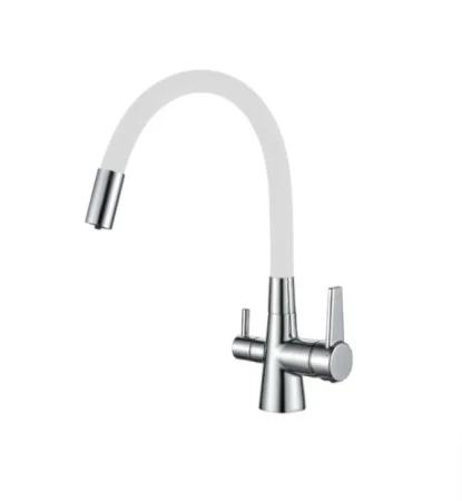 Смеситель д/кухни одноруч. с гибким изливом и с подкл фильтра пит воды, белый/хром HB76858-8 (Haiba) *1