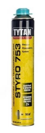 Пено-клей д наружной теплоизоляции Styro № 753 Prоfessional 750мл 16048 16357 77961 (Tytan)  12 (-20