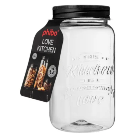 Банка Квадратная С Тиснением Love Kitchen 1,4Л (Черный)