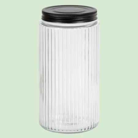 Емкость для хранения с черной крышкой, 950 мл,стекло, материал крышки: нержавеющая сталь, Faceta, Es