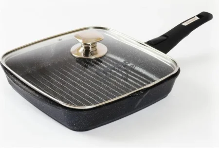 Сковорода-гриль Мечта 26х26см Гранит star квадратная со съемной ручкой и стекл. крышкой С066803 *1