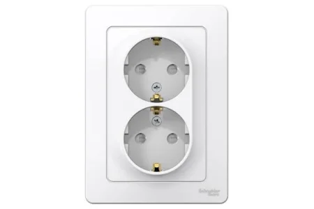 Розетка 2-м СП BLANCA 16А 250В защ. шторки с заземл. бел. SchE BLNRS001121