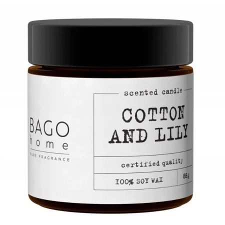 Свеча ароматическая в стекле 88гр Хлопок и лилия BHP0306 BAGO home *1
