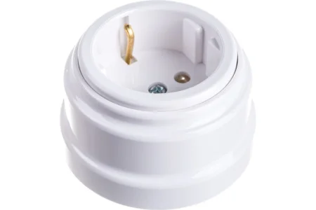 Розетка 1-м "Ретро" с земл. 16А ОУ белый РА16-0202 (Bylectrica) *1