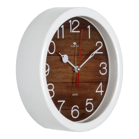 Часы-будильник "Дерево" кварц d=15см, корпус белый Рубин В4-039 *1