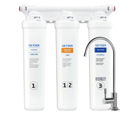 Водоочиститель бытовой Гейзер Оптима Старт трехступенчатый с краном для умеренно жесткой воды (Гейзе