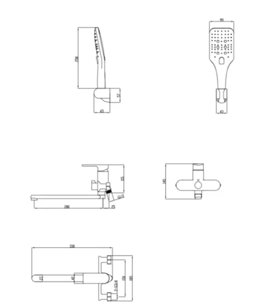 Смеситель для ванны AVRORA Moon AV3530 черный матовый